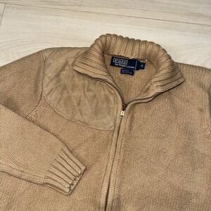 Vintage Polo Ralph Lauren Wool Cashmere Shooting Sweater Mens Medium Zip Up Rare